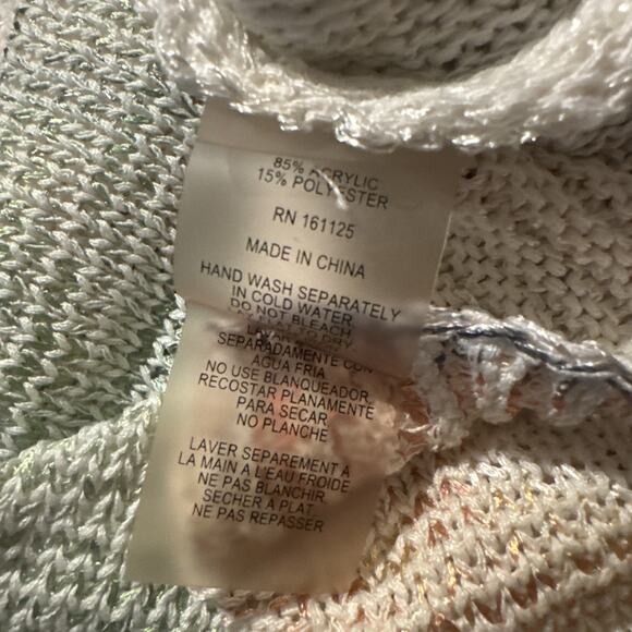 SIONI Sunflower Print Loose Knit Long Sleeve Lightweight Blush Sweater Size Med - Picture 4 of 4